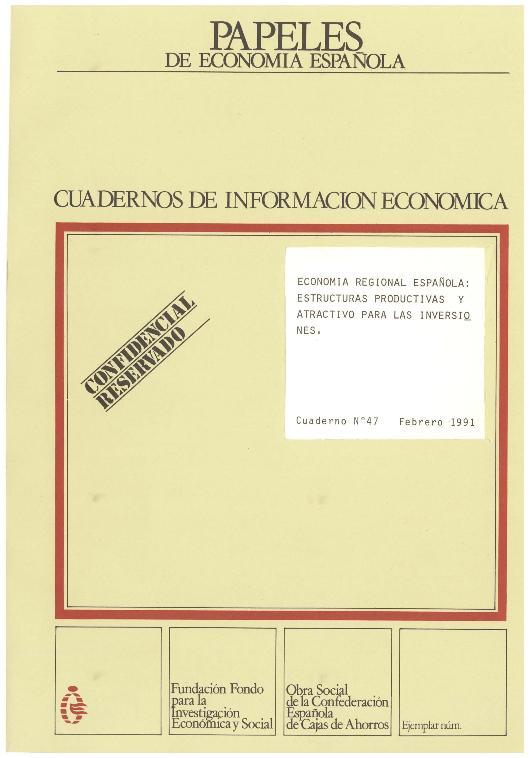 Portada de Cuadernos de Información Económica, número 47.
