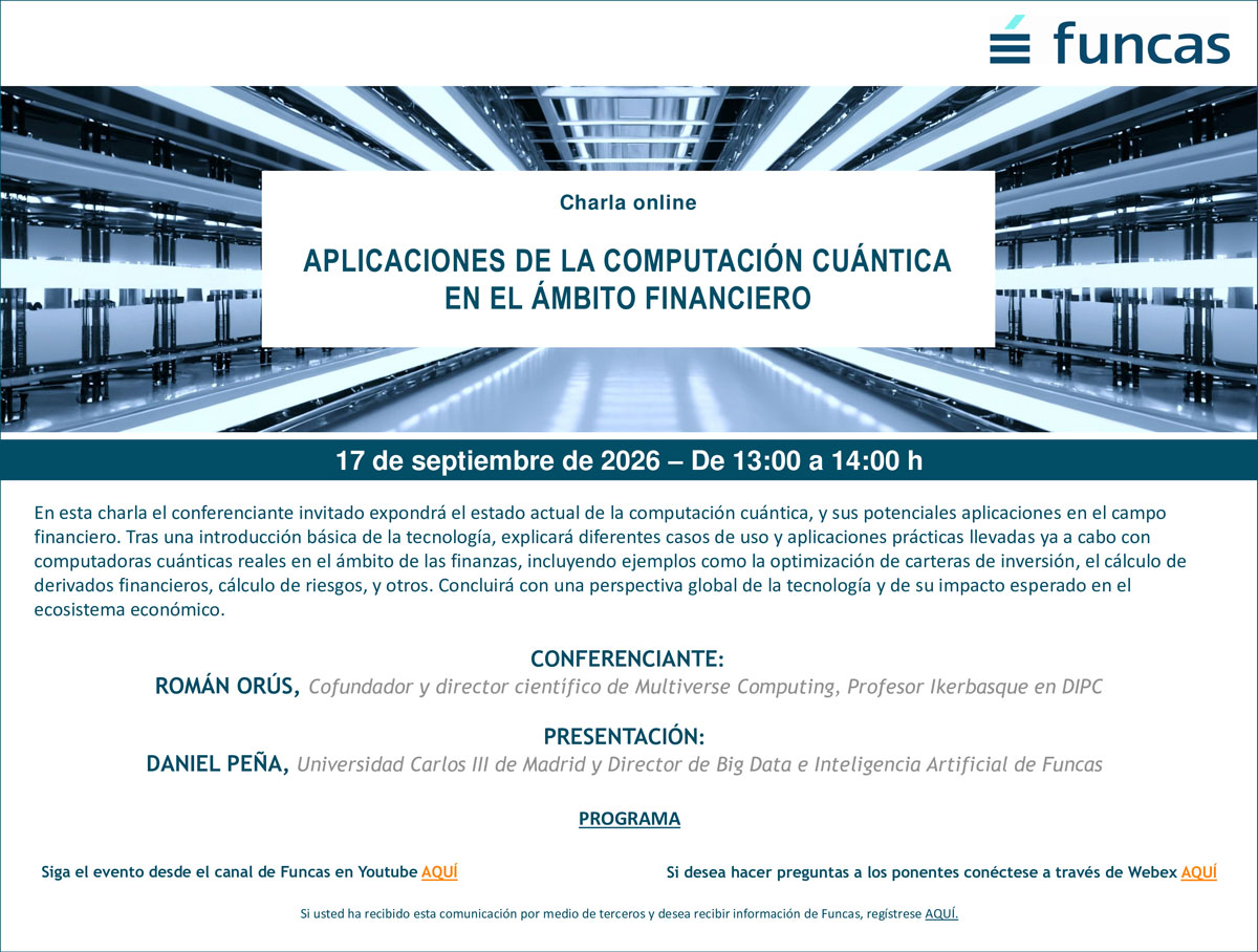 Charla Online: «Aplicaciones de la computación cuántica en el ámbito financiero»