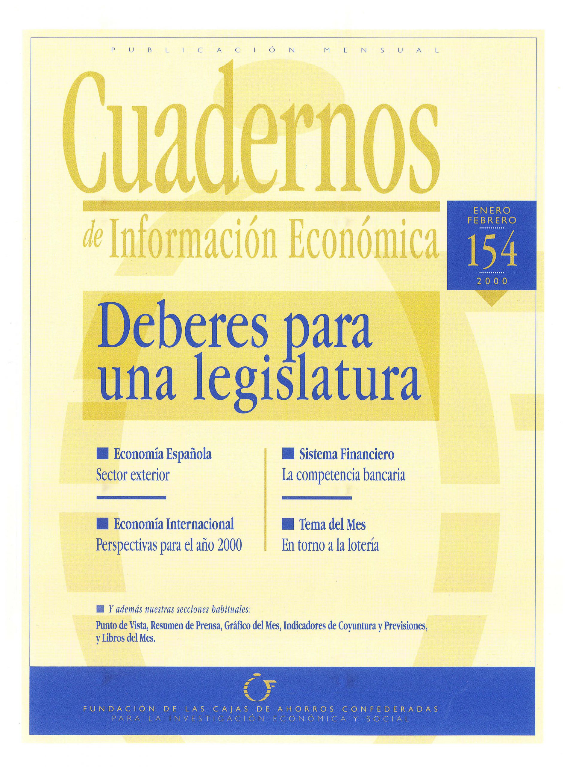Portada de Cuadernos de Información Económica, número 154.
