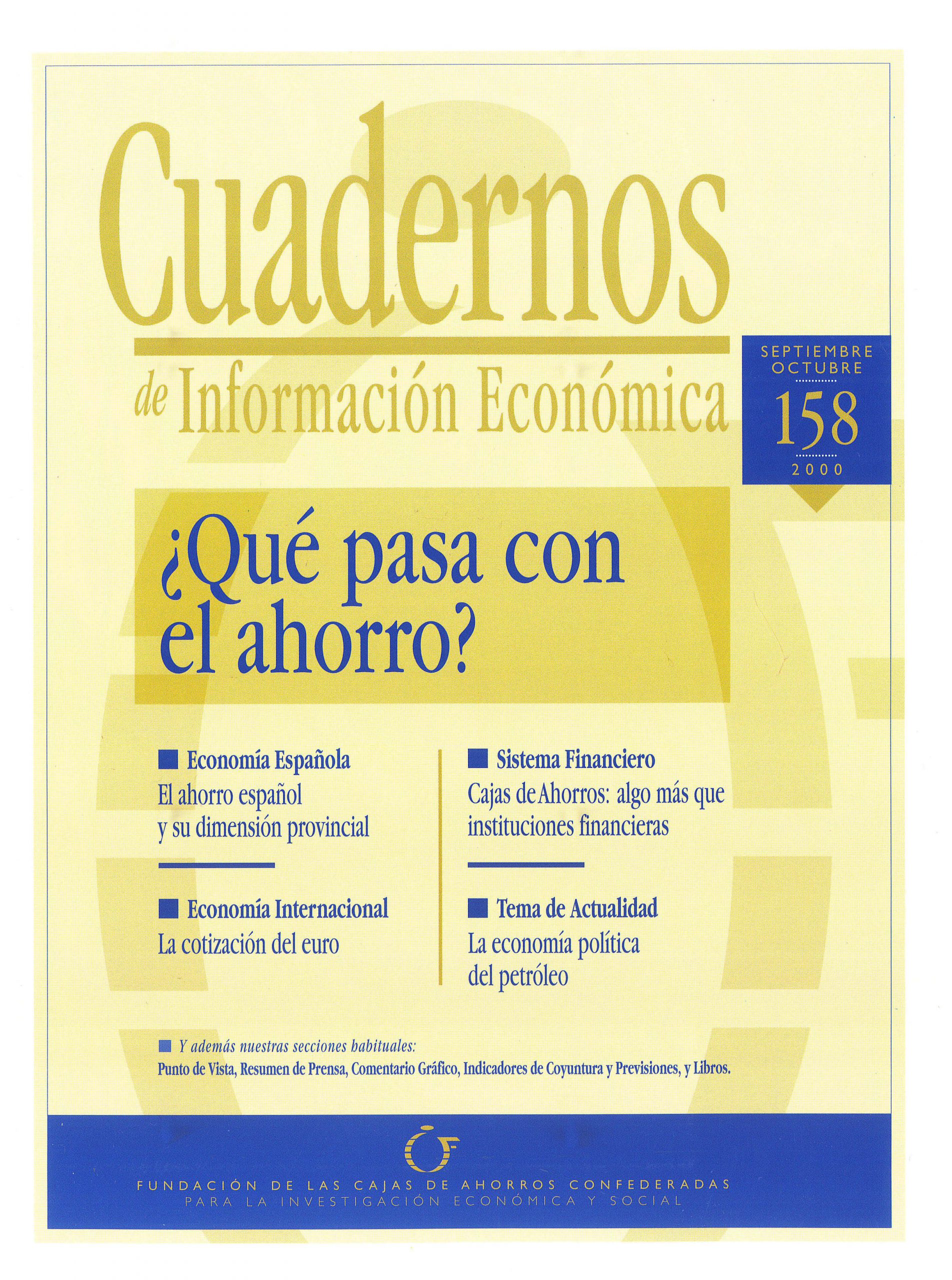 Portada de Cuadernos de Información Económica, número 158.