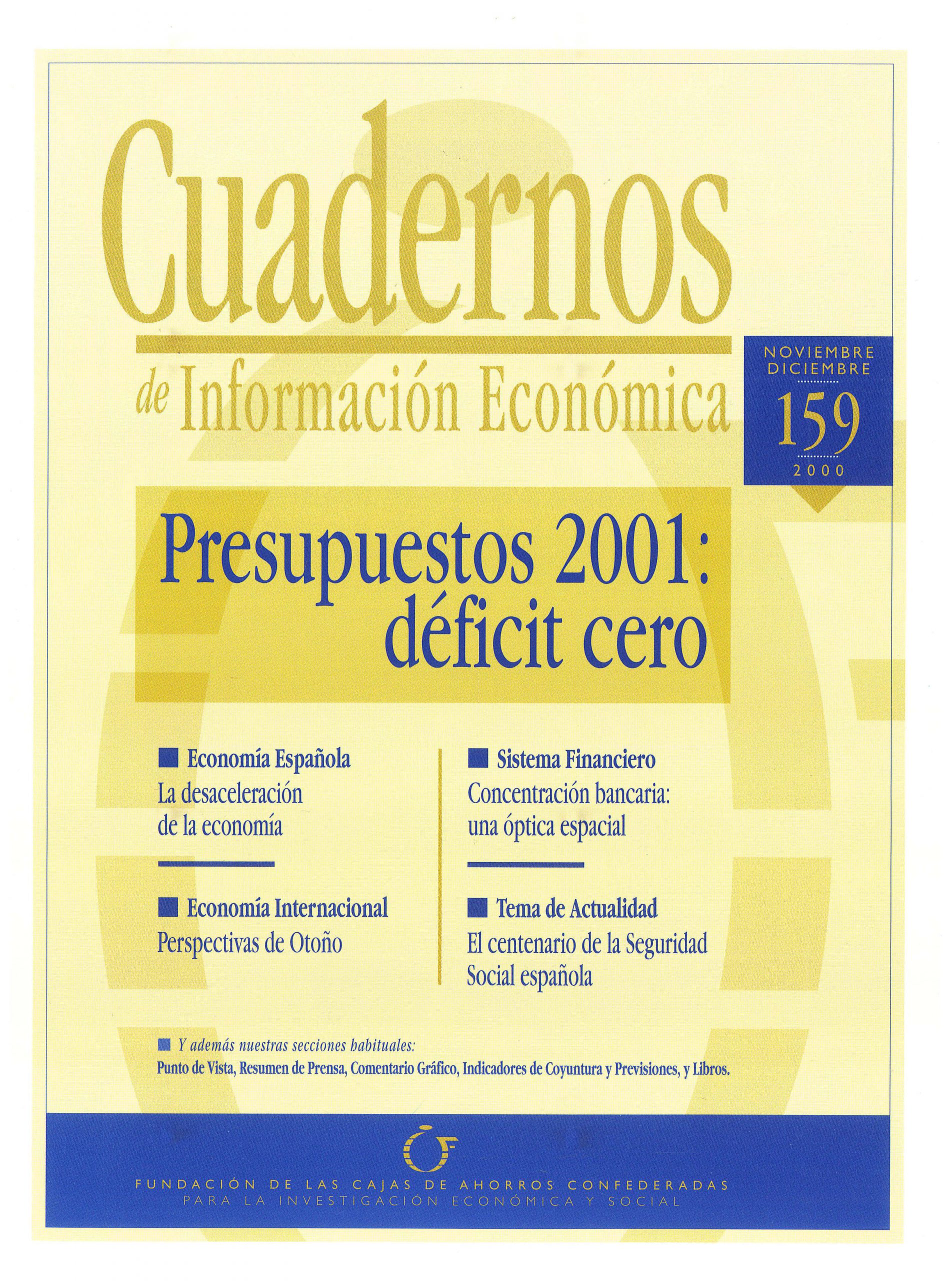 Portada de Cuadernos de Información Económica, número 159.