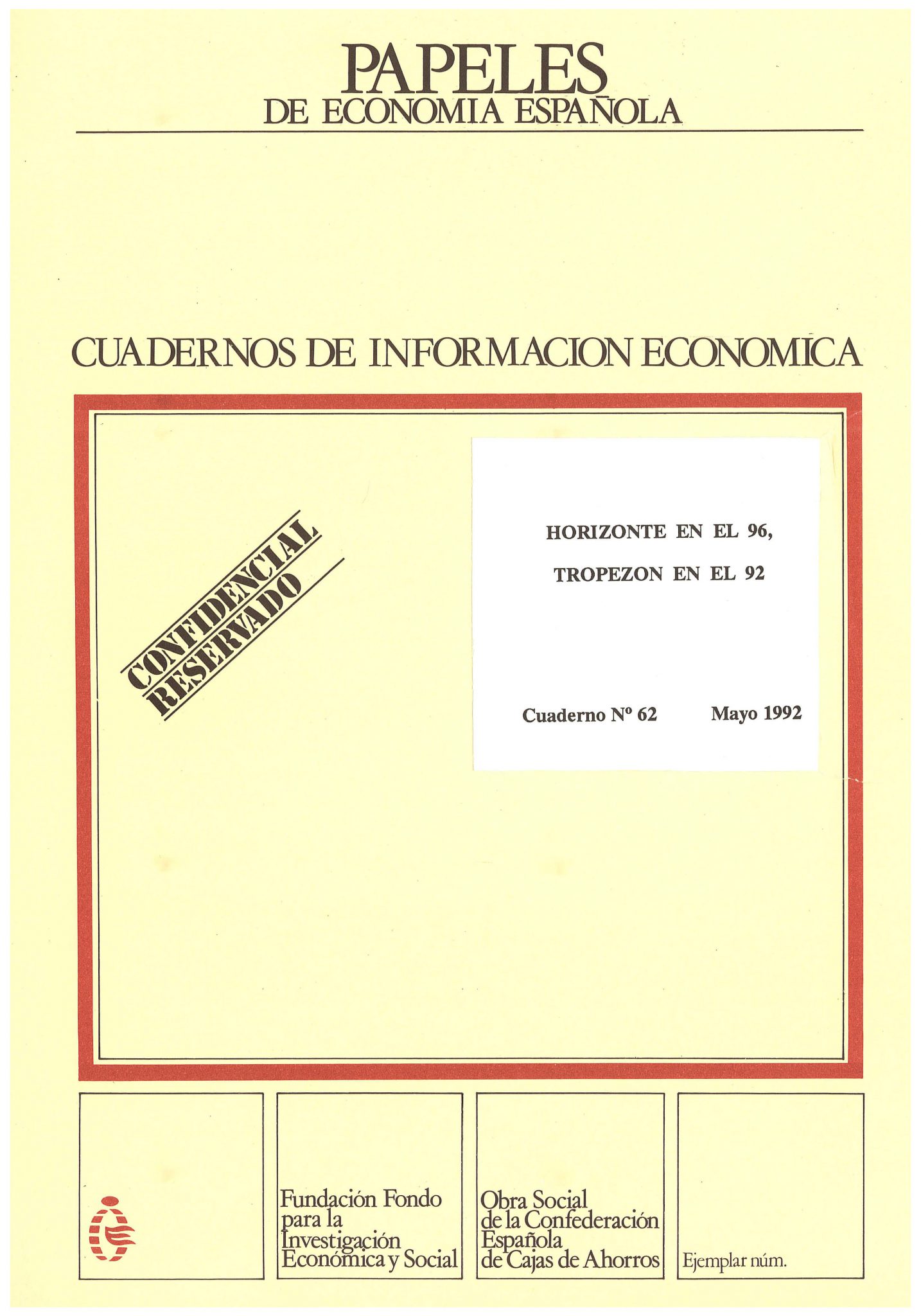 Portada de Cuadernos de Información Económica, número 62.
