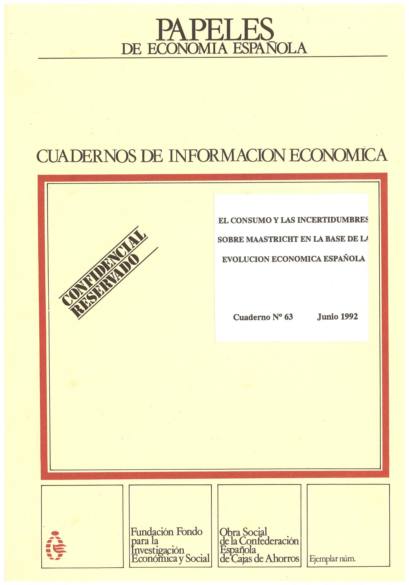 Portada de Cuadernos de Información Económica, número 63.